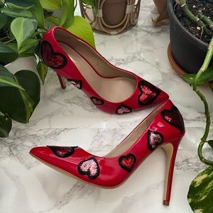 Red/Pink Sequin Heart Heels